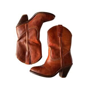 Vintage First Edition Wooden Heel Boots Western Mid Calf 6.5 Leather